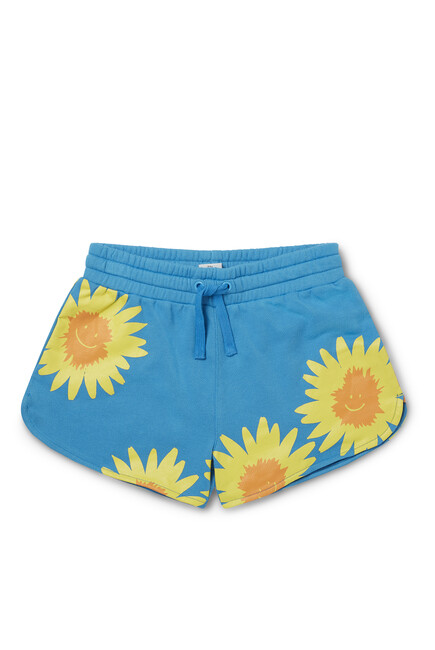 Sunflower Print Fleece Shorts